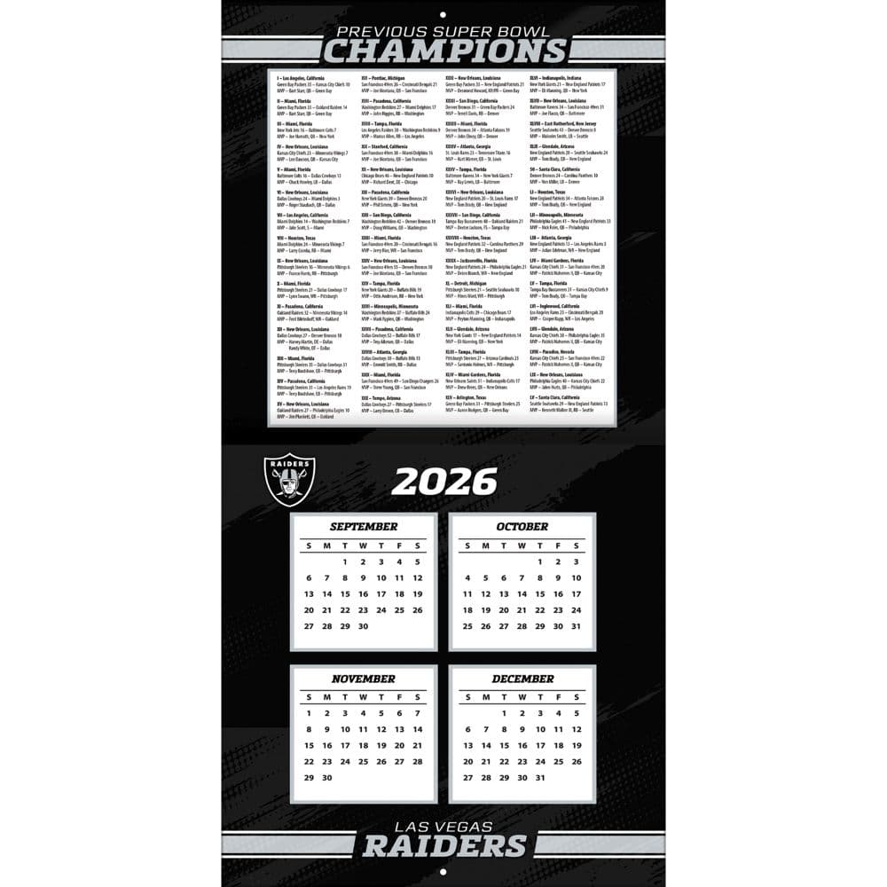 NFL Las Vegas Raiders 2027 Wall Calendar Second  Alternate Image