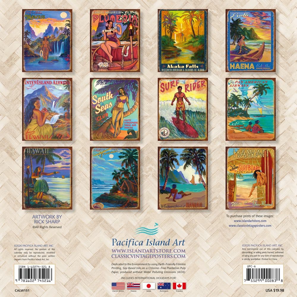 Vintage Hawaii 2027 Deluxe Wall Calendar First Alternate Image