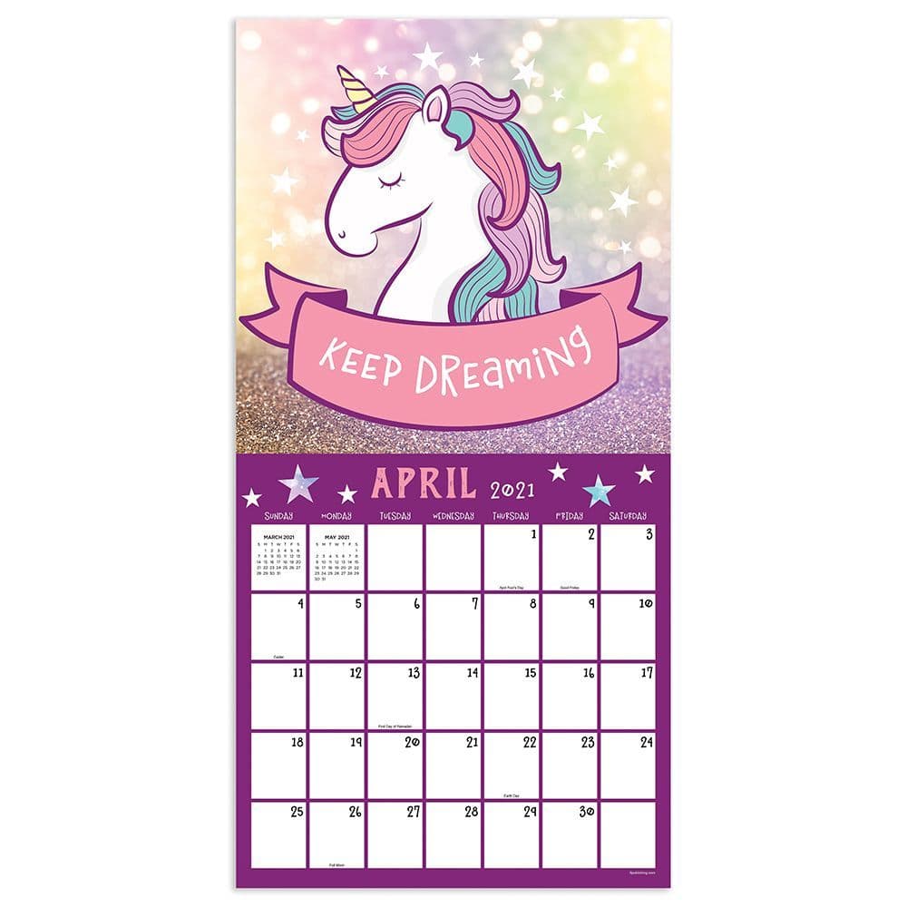 Unicorns Sparkle On Wall Calendar