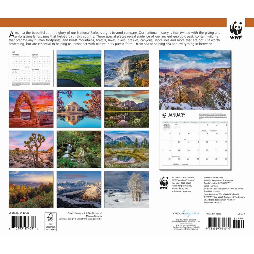 National Parks WWF 2026 Wall Calendar First Alternate Image