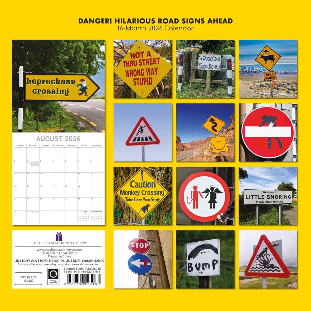 Danger Hilarious Road Signs 2026 Wall Calendar First Alternate Image