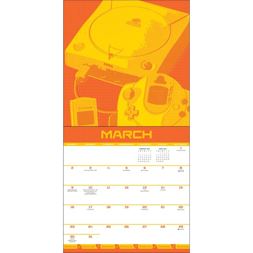 Sega Dreamcast 2025 Wall Calendar March