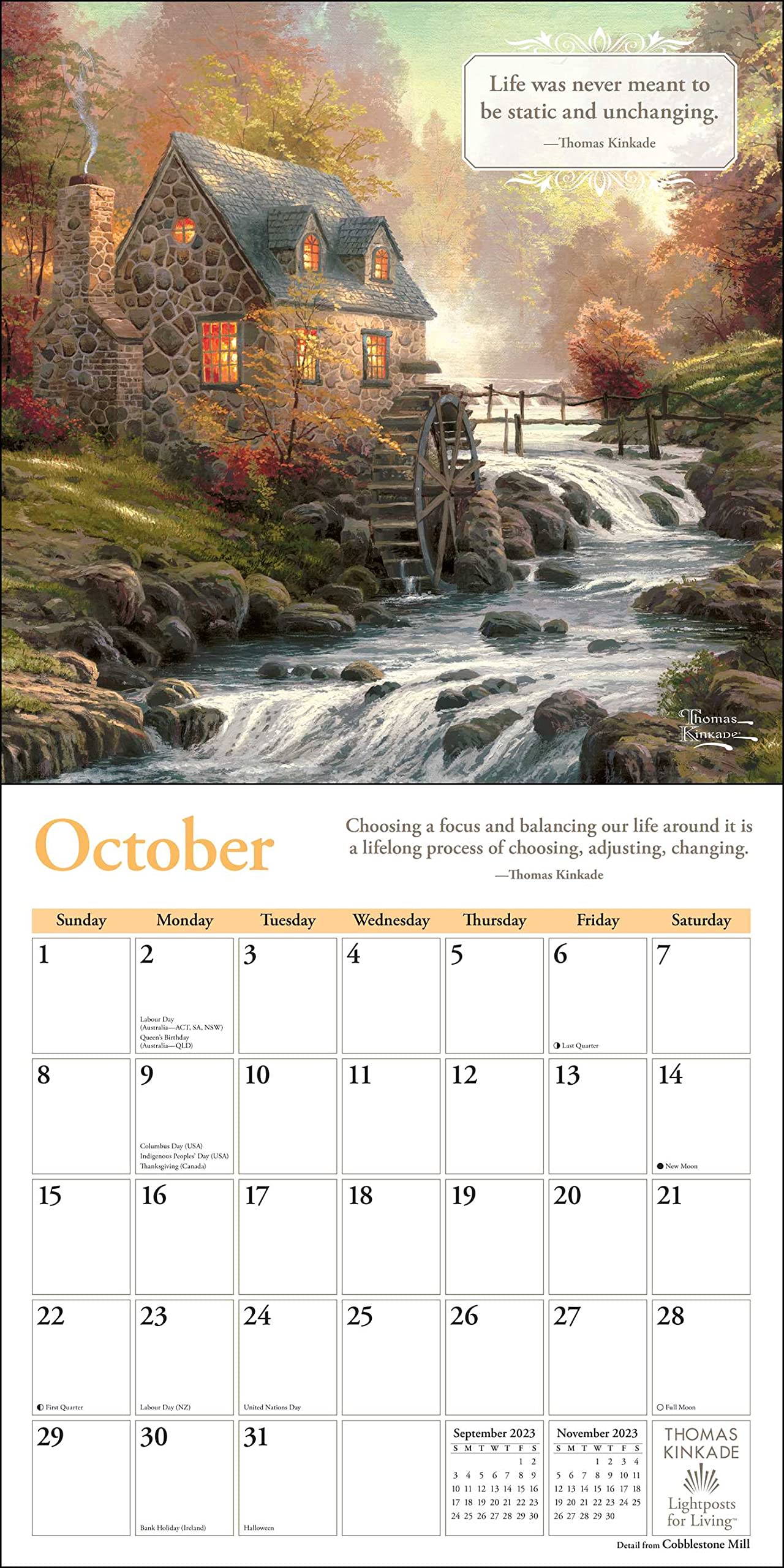 Kinkade Lightposts For Living 2023 Wall Calendars