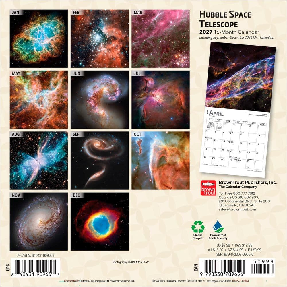 Hubble Space Telescope 2027 Mini Wall Calendar First Alternate Image