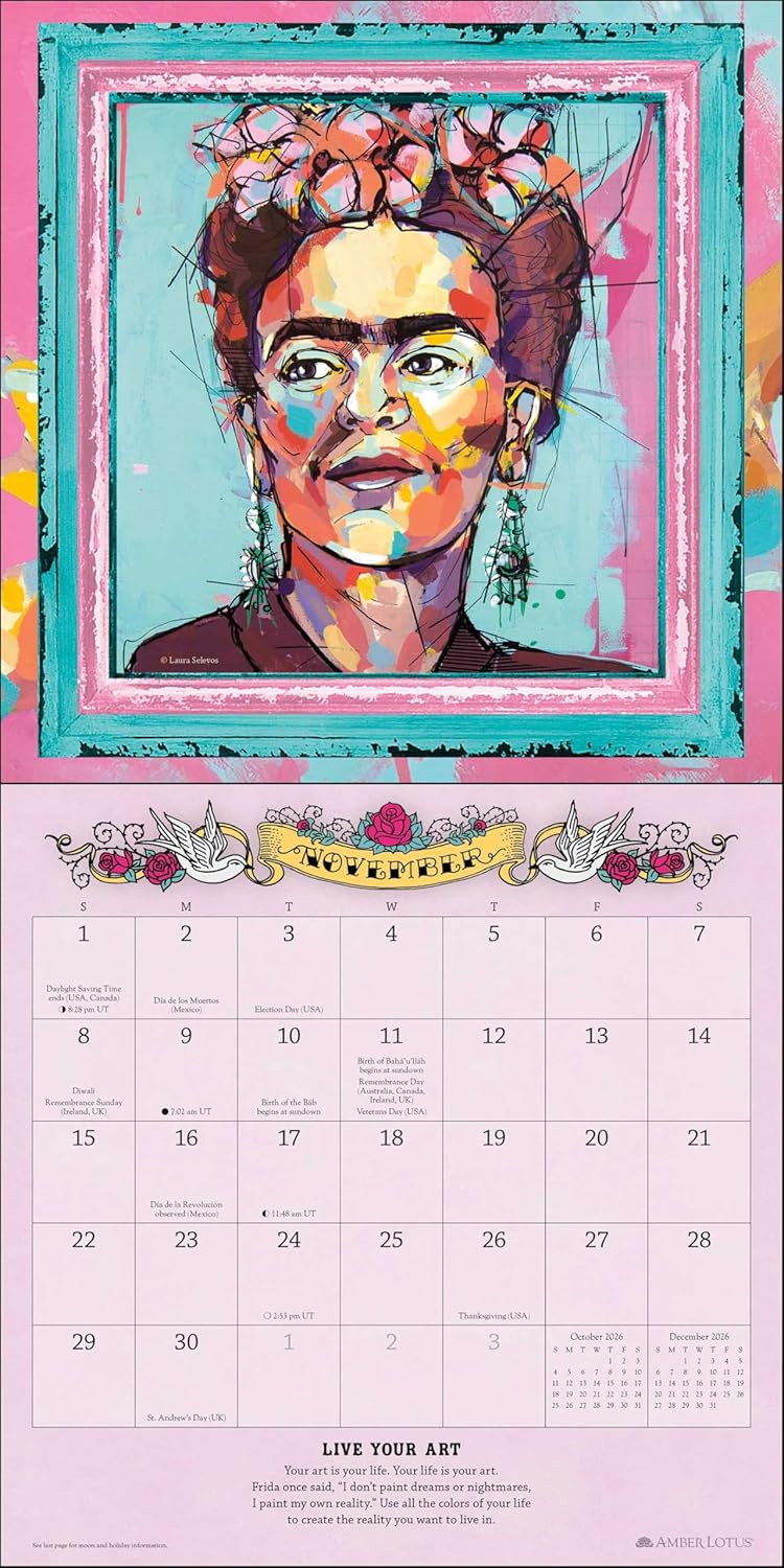 For the Love of Frida 2026 Wall Calendar Interior 2