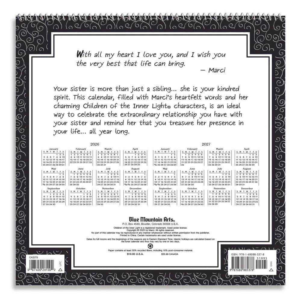 Sister I Love You 2026 Wall Calendar First Alternate Image