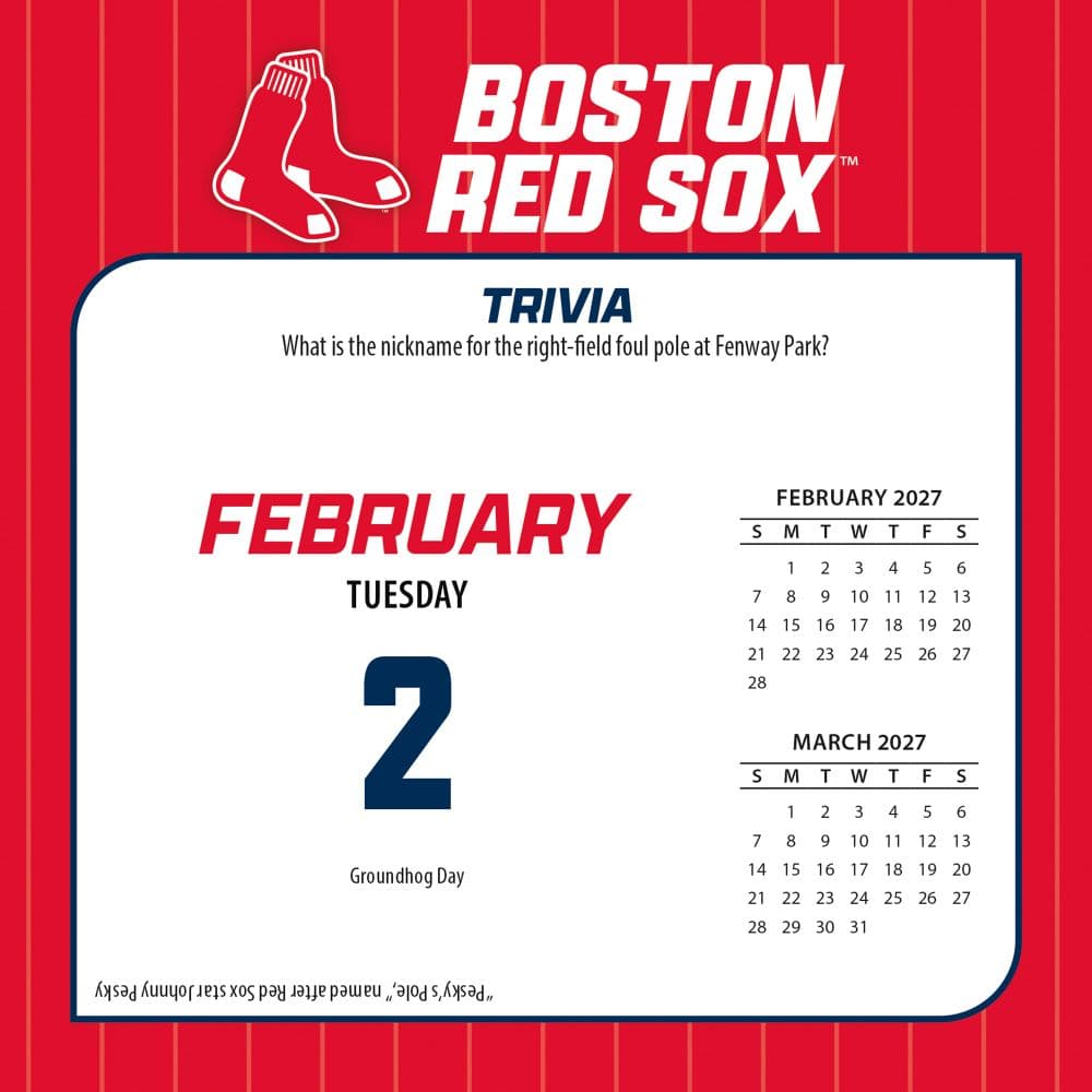 MLB Boston Red Sox 2027 Desk Calendar Third Alternate Image