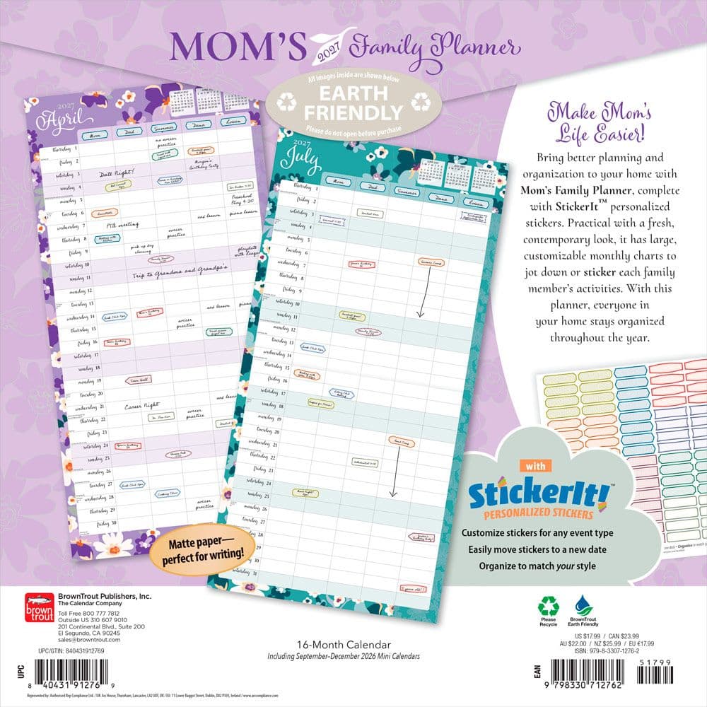 Moms Family Planner 2027 Wall Calendar First Alternate Image