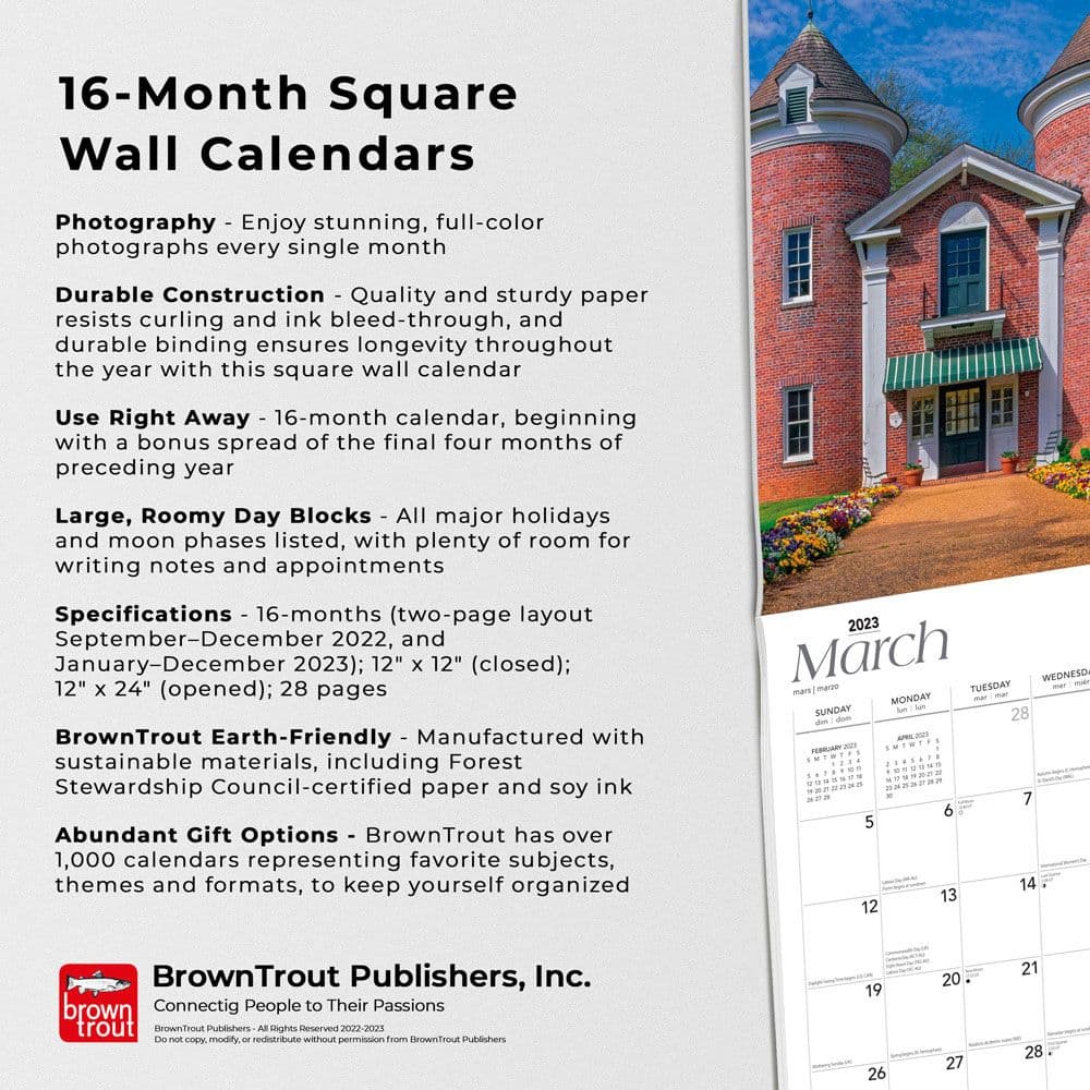 Southern Places 2023 Wall Calendar - Calendars.com