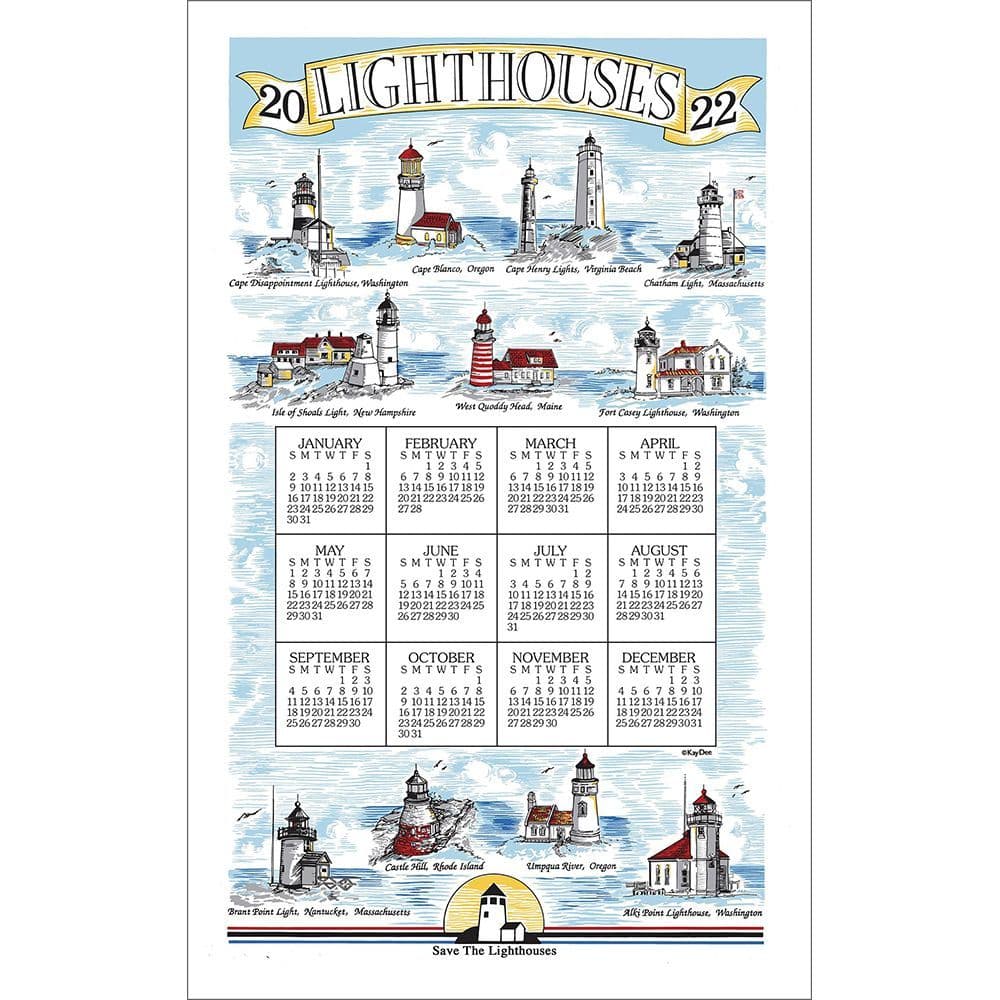 Lighthouses 2022 Calendar Towel