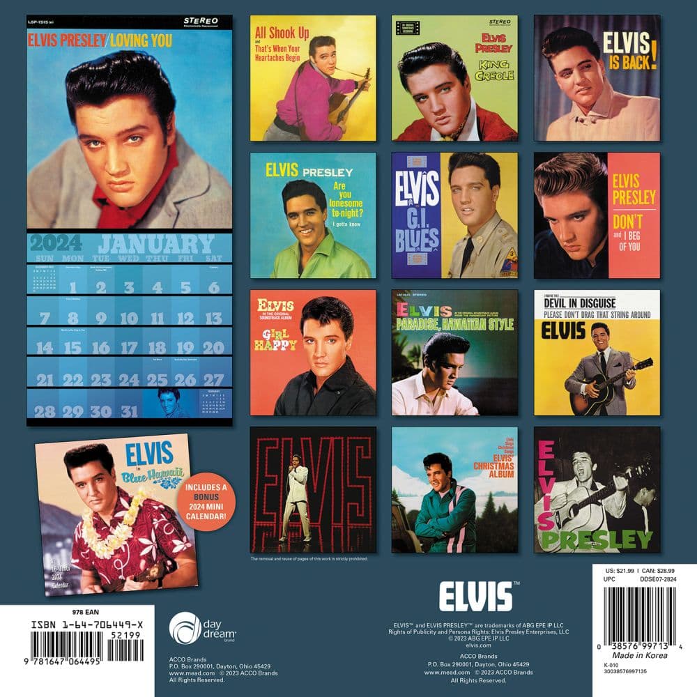 Elvis Calendar 2024 Wall Calendar Kanya Sheela