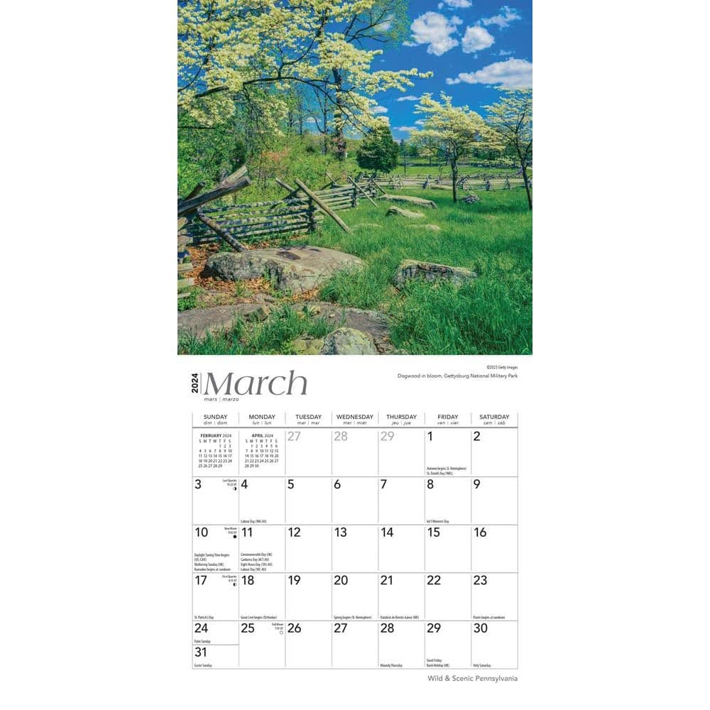 Pennsylvania 2024 Mini Wall Calendar