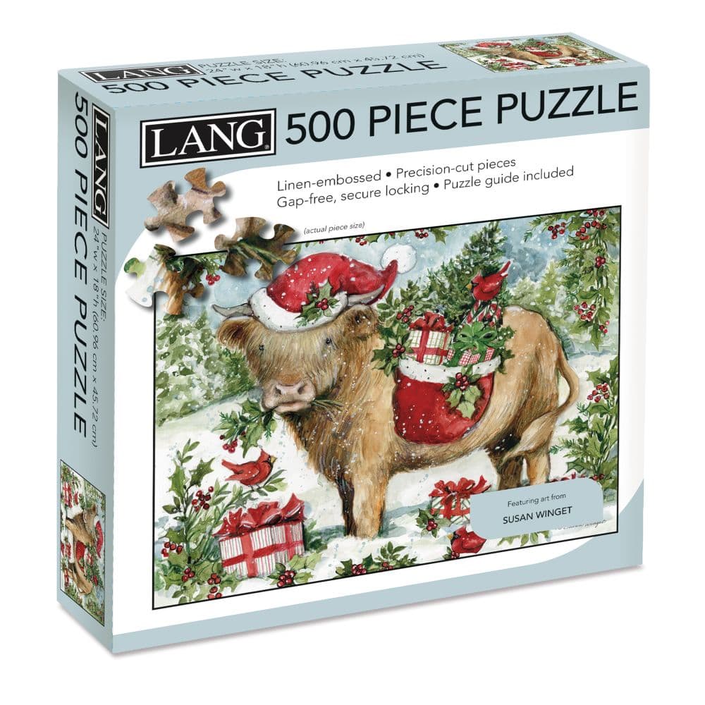 Holiday Highland Cow 500 Piece Puzzle Main Product Image