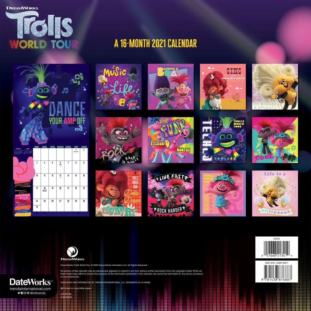 Trolls Wall Calendar