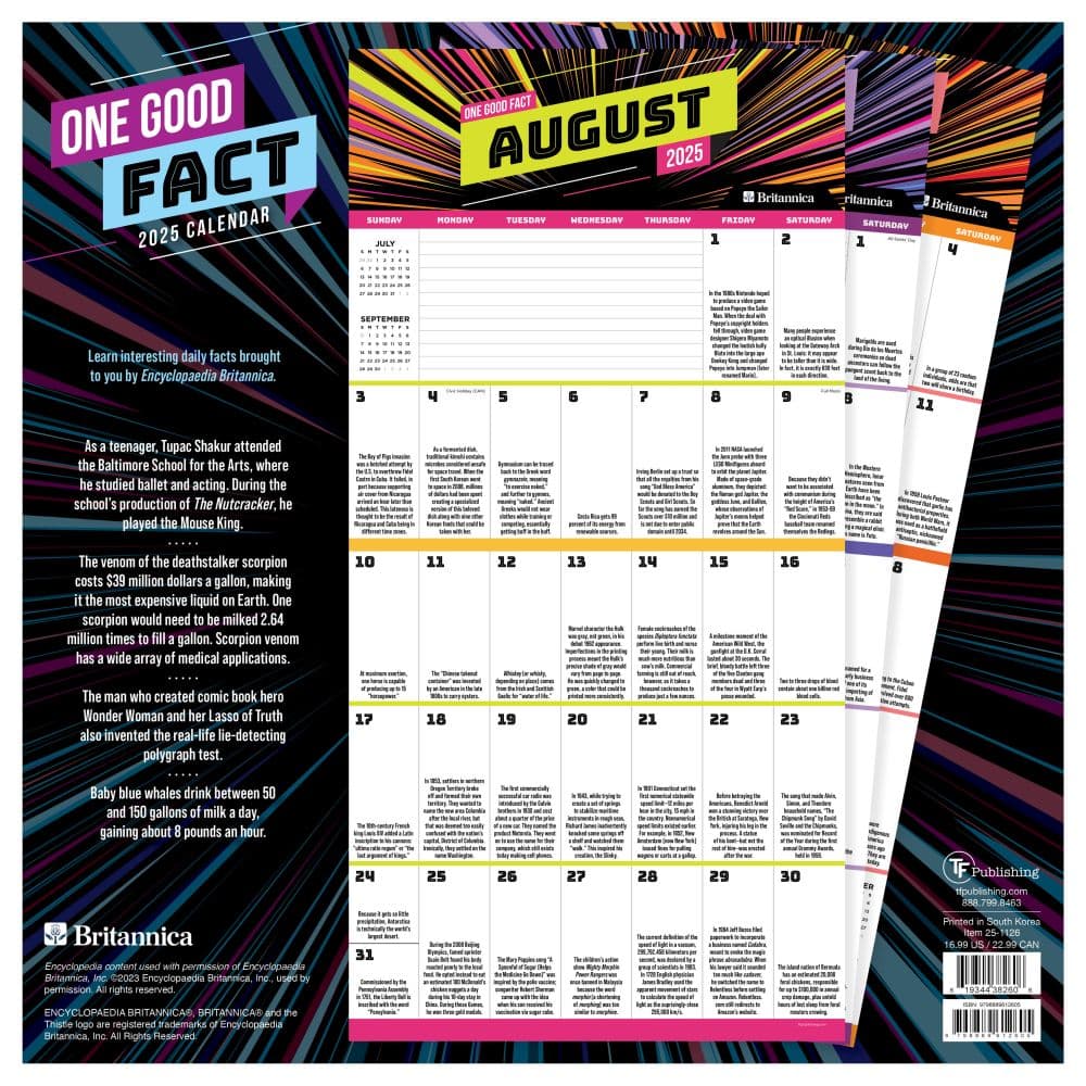 One Good Fact 2025 Wall Calendar back cover