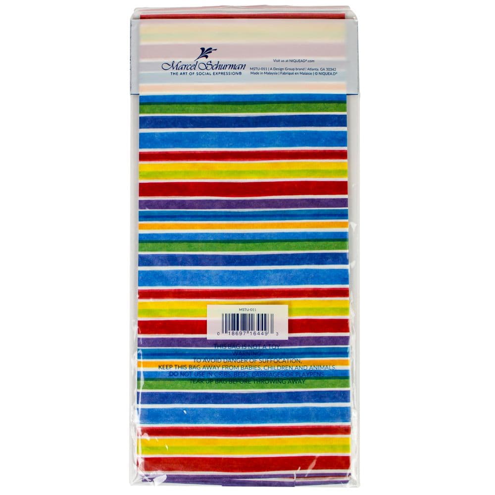 Colorful Stripes Tissue Paper - 4 Sheets First Alternate Image