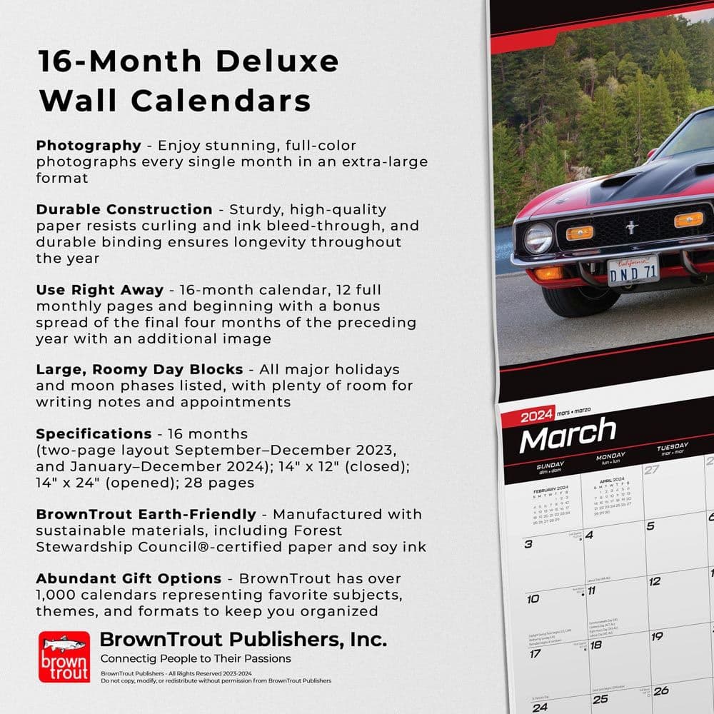 Mustang Deluxe 2024 Wall Calendar Alternate Image 4