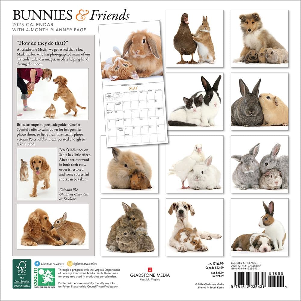 Bunnies and Friends 2025 Wall Calendar First Alternate Image width="1000" height="1000"