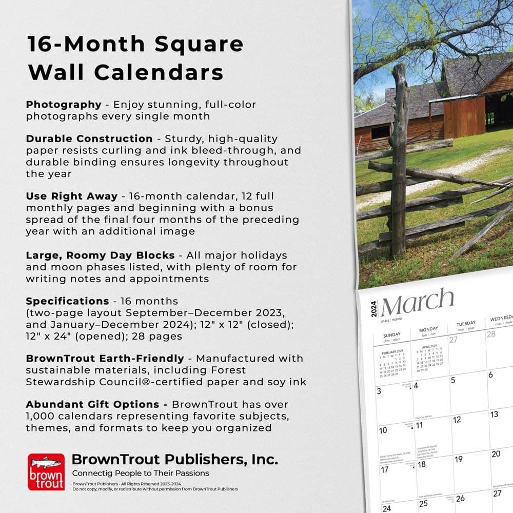 Texas Places 2024 Wall Calendar Calendars com