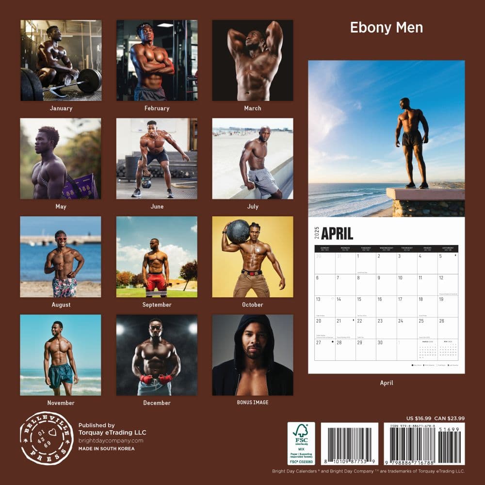 Ebony Men 2025 Wall Calendar