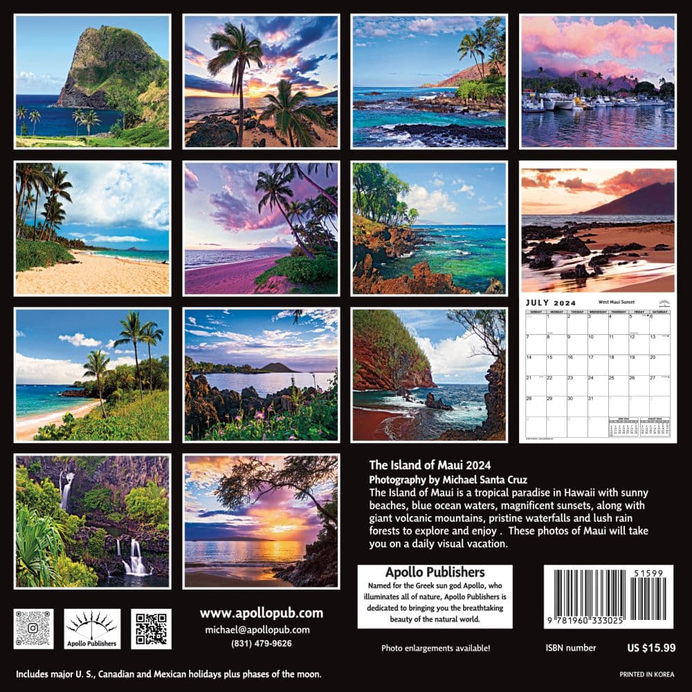 Island of Maui 2025 Wall Calendar