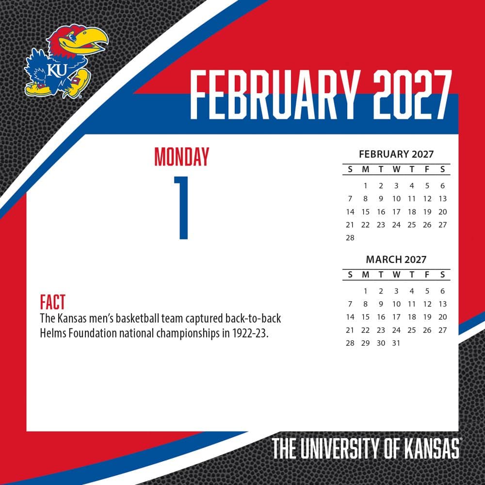 Kansas Jayhawks 2027 Desk Calendar Third Alternate Image