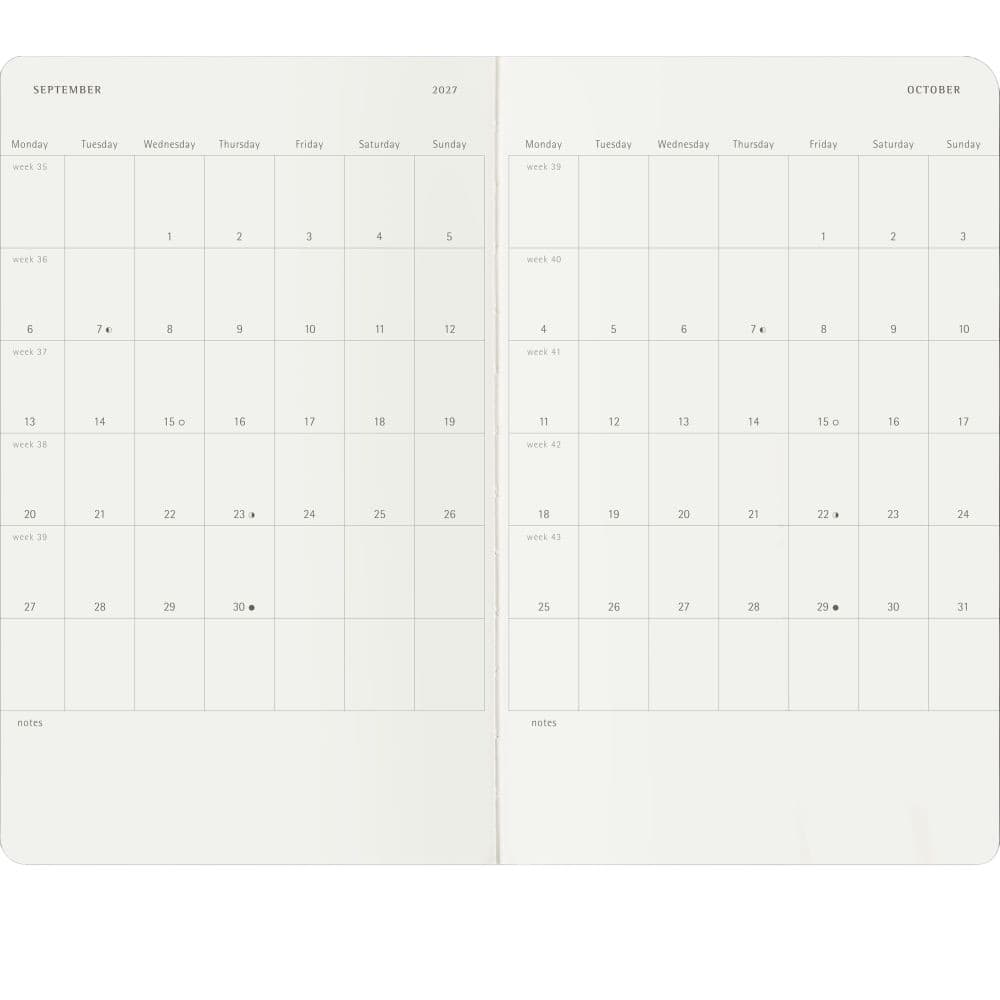 Moleskine Black Large Soft Cover Horizontal 2027 Weekly Planner Fourth Alternate Image