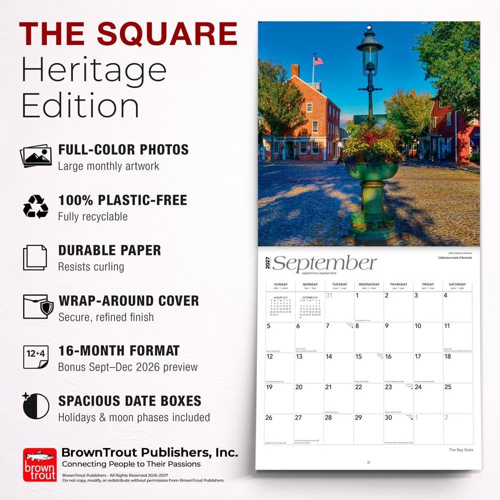 Bay State Massachusetts 2027 Wall Calendar Fifth Alternate Image