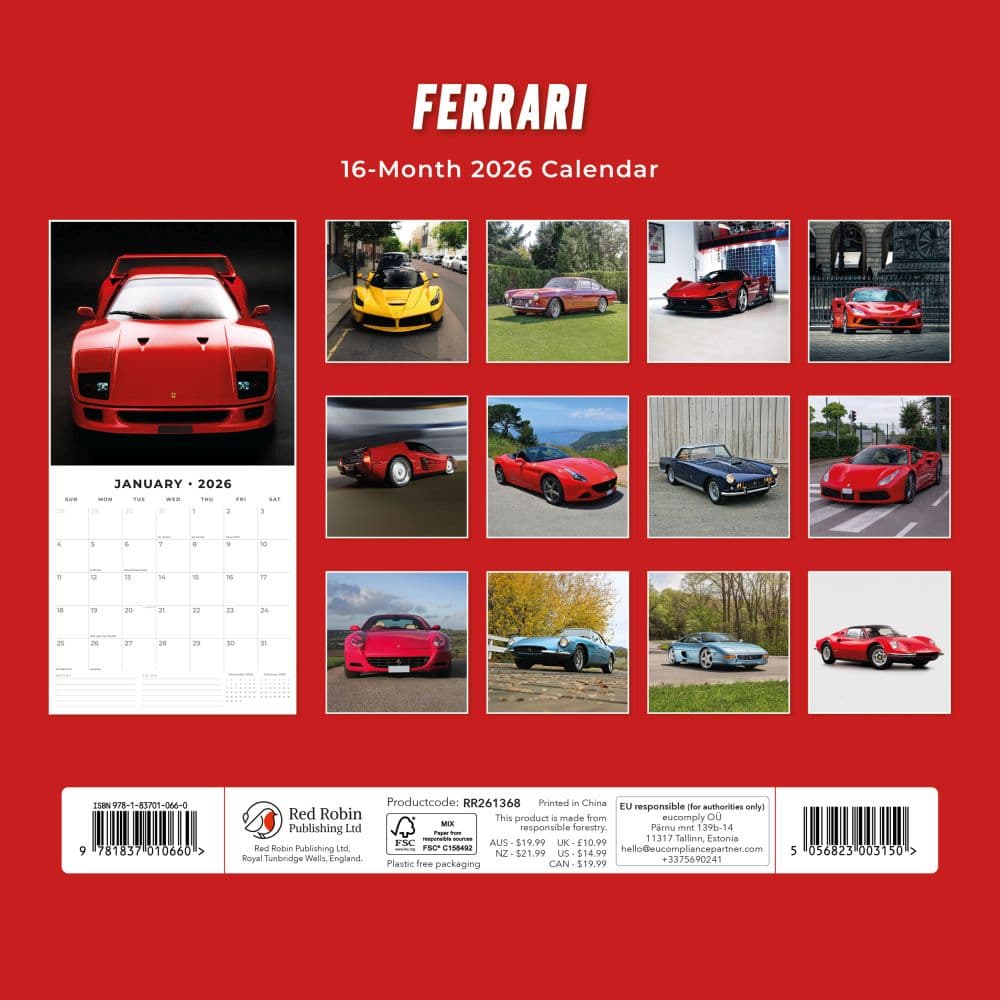 Ferrari 2026 Wall Calendar First Alternate Image