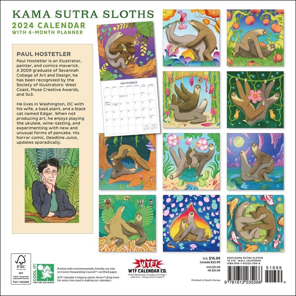 Kama Sutra Sloths 2024 Wall Calendar - Calendars.com