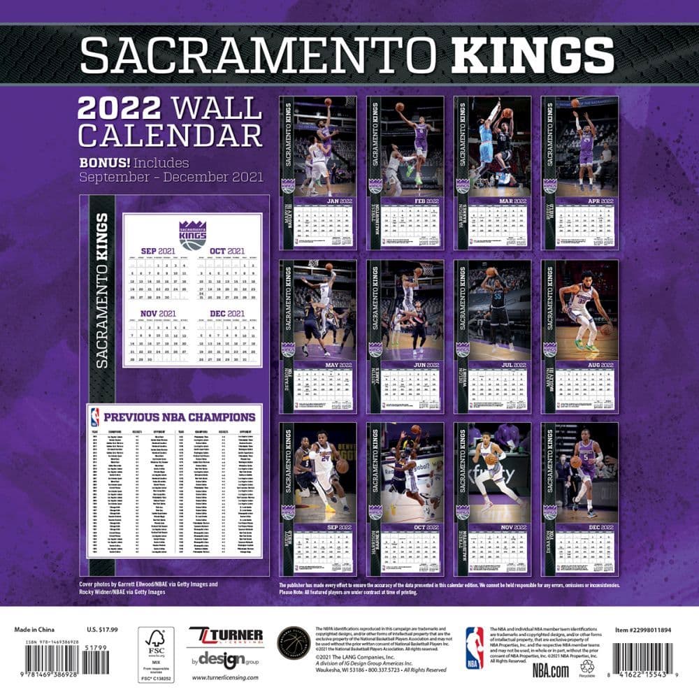 Sacramento Kings Schedule 2022 23 Nba Sacramento Kings 2022 Wall Calendar - Calendars.com