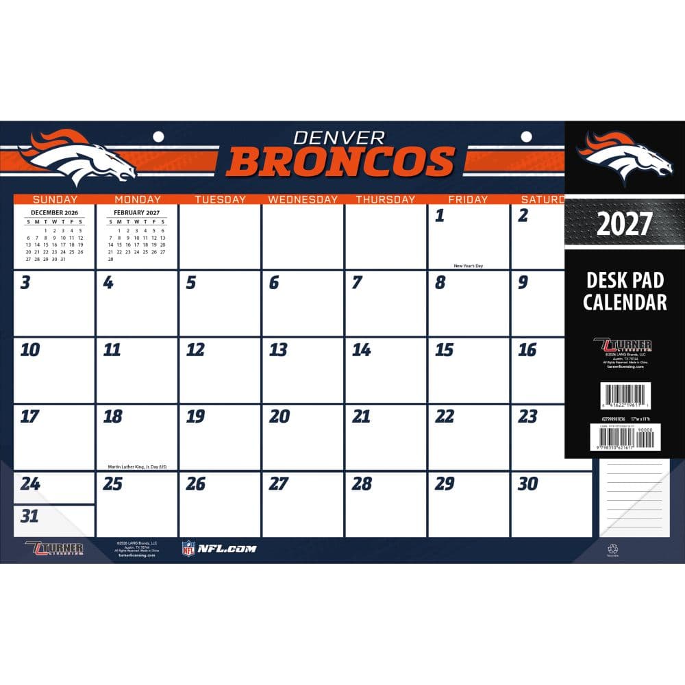 NFL Denver Broncos Small 2027 Desk Pad