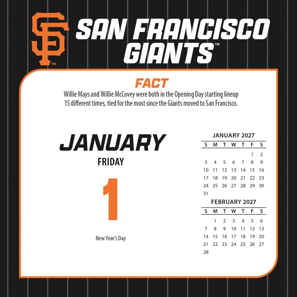 MLB San Francisco Giants 2027 Desk Calendar Second Alternate Image