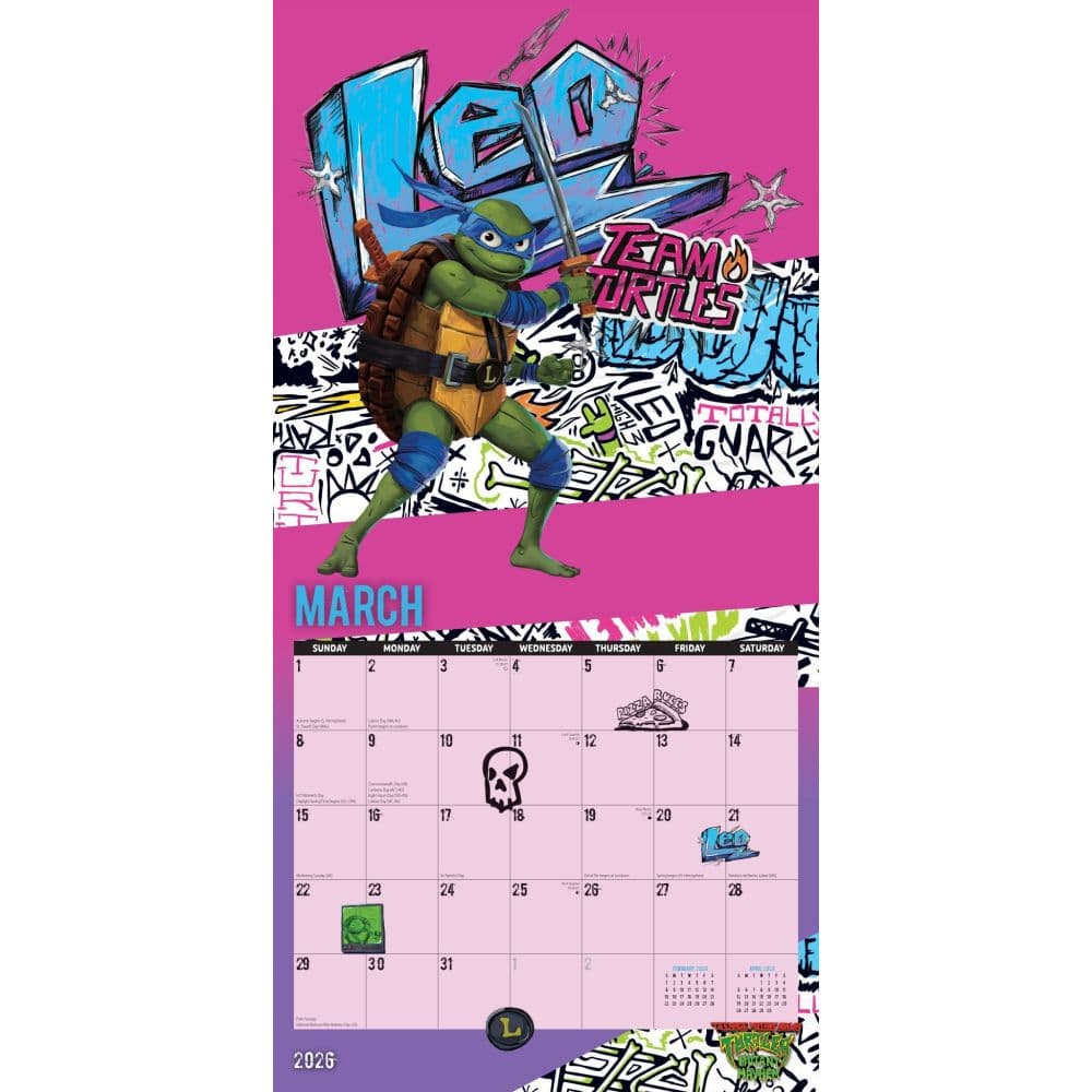 TMNT Mutant Mayhem 2026 Wall Calendar Second Alternate Image