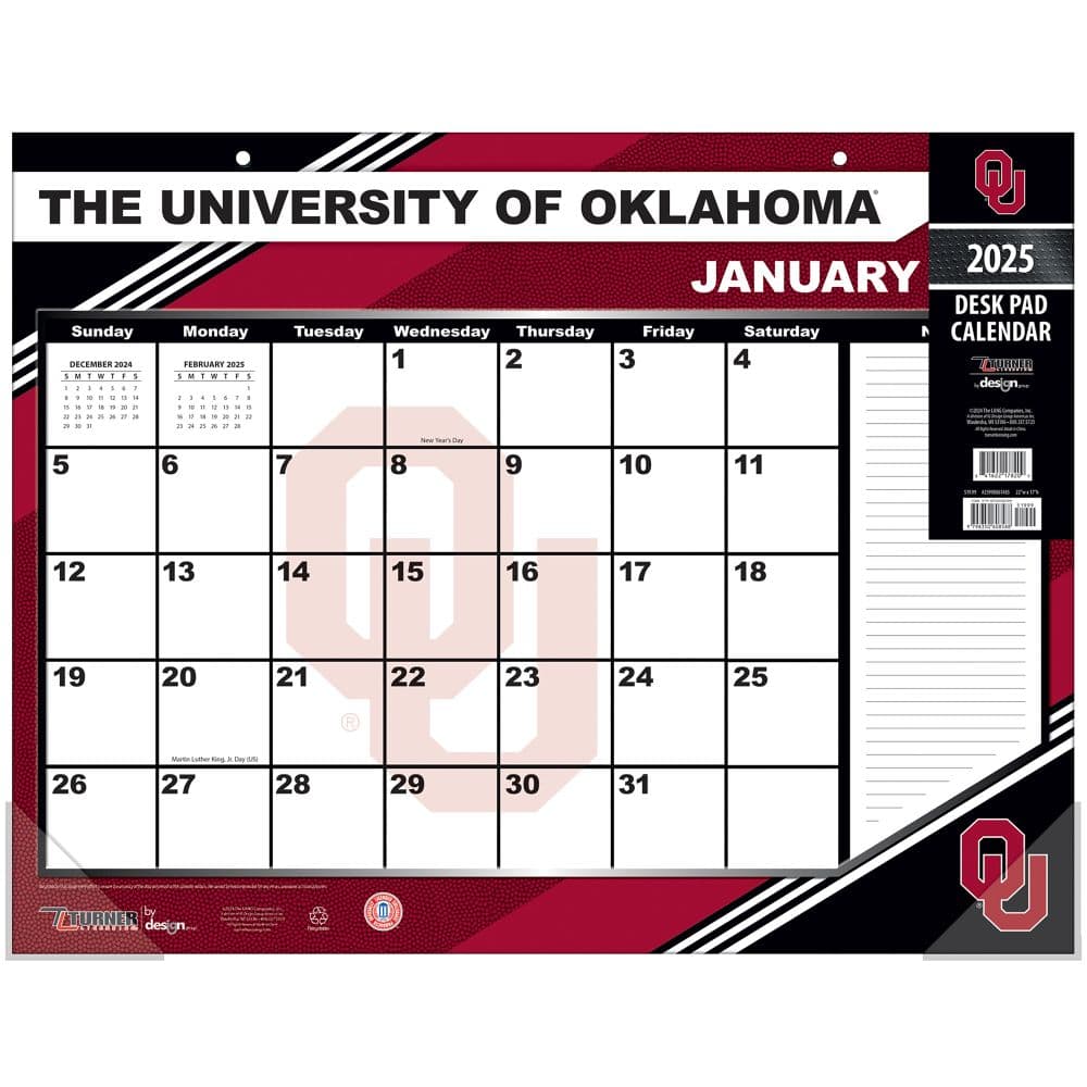 COL Oklahoma Sooners 2025 Desk Pad - Calendars.com