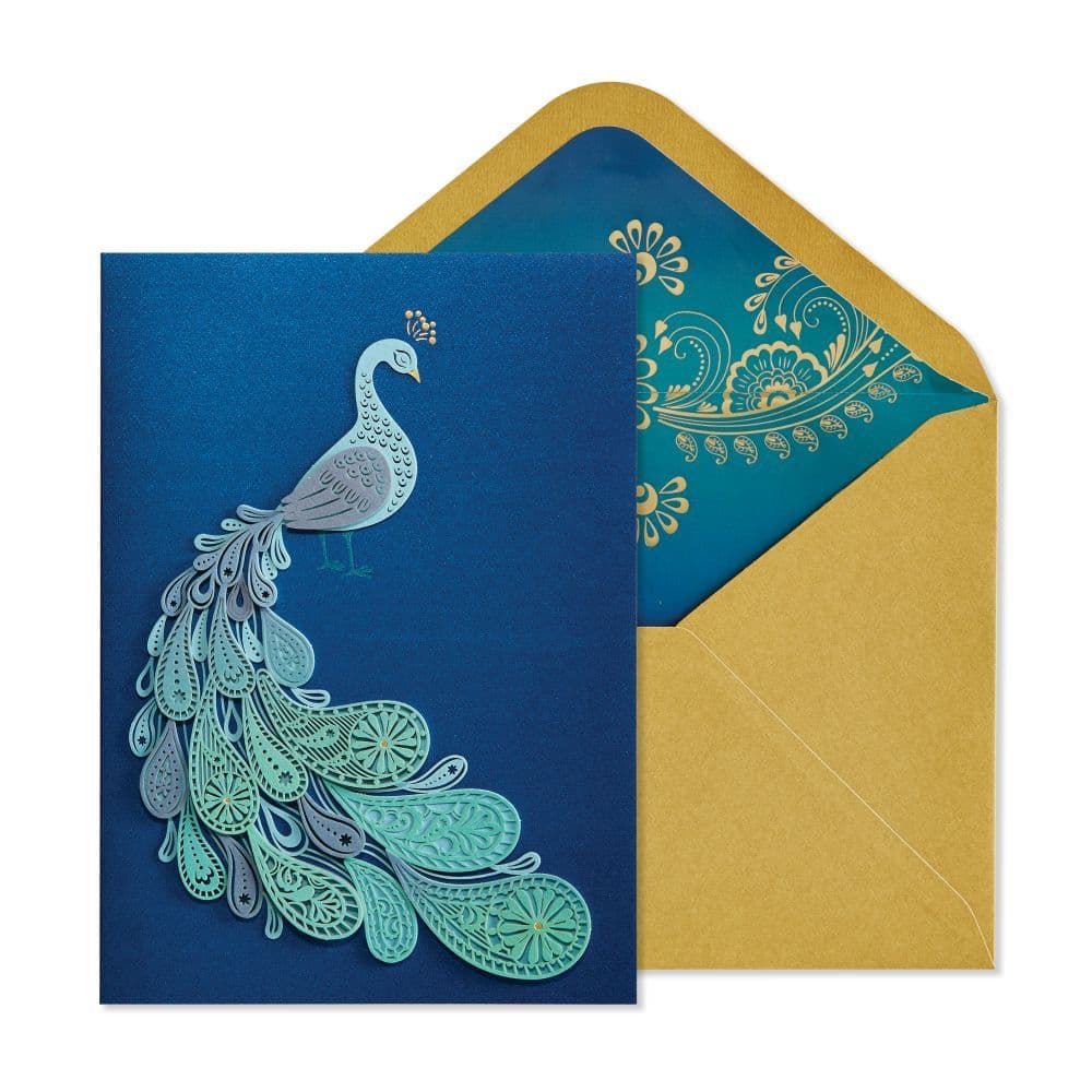 Peacock Layered Laser Birthday Card