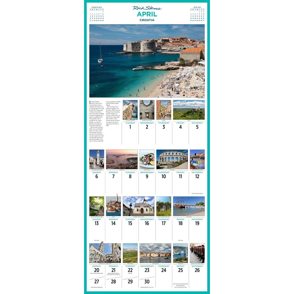 Europe Rick Steves 2025 Wall Calendar