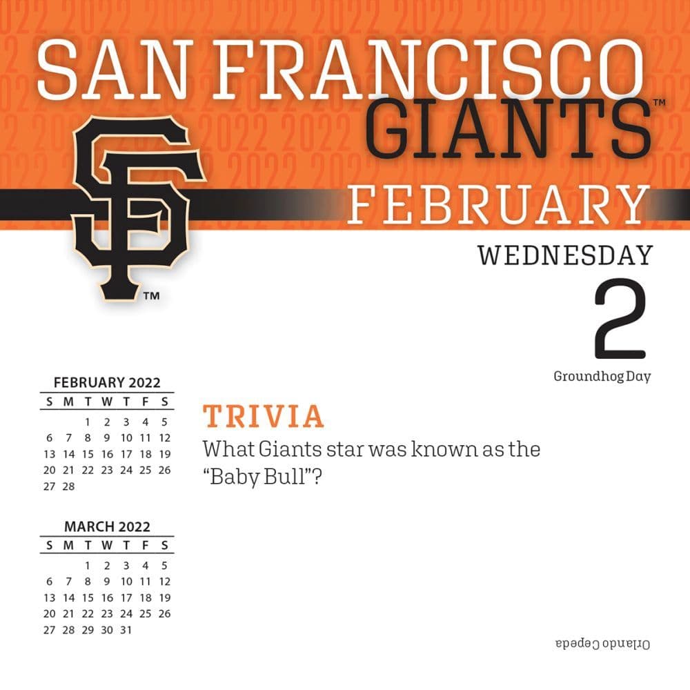 Mlb San Francisco Giants 2022 Desk Calendar - Calendars.com