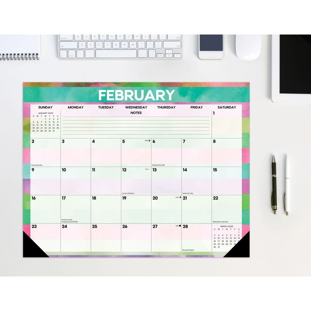 Watercolor Stripes 22x17 2025 Desk Pad