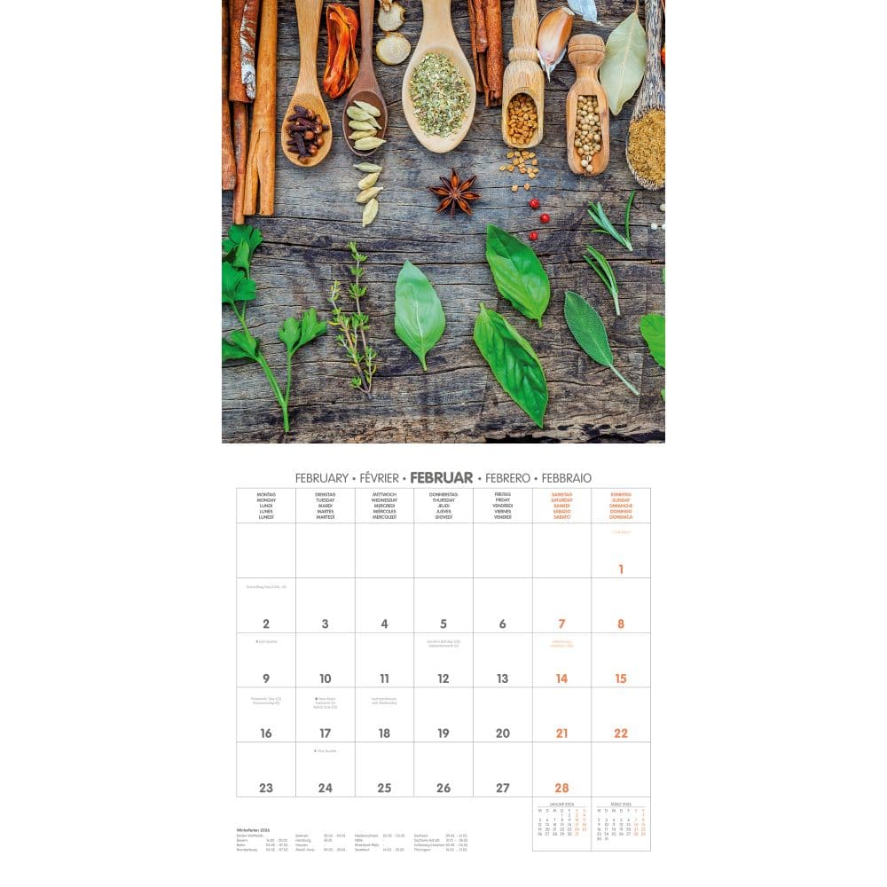 Food and Spices 2026 Wall Calendar Second Alternate Image