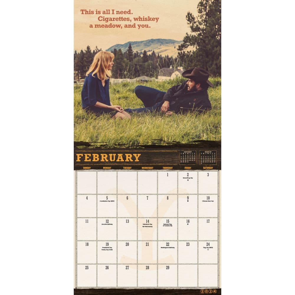 Yellowstone Rip and Beth 2025 Wall Calendar