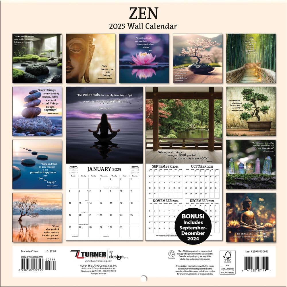 Zen Photo 2025 Mini Wall Calendar Alt1