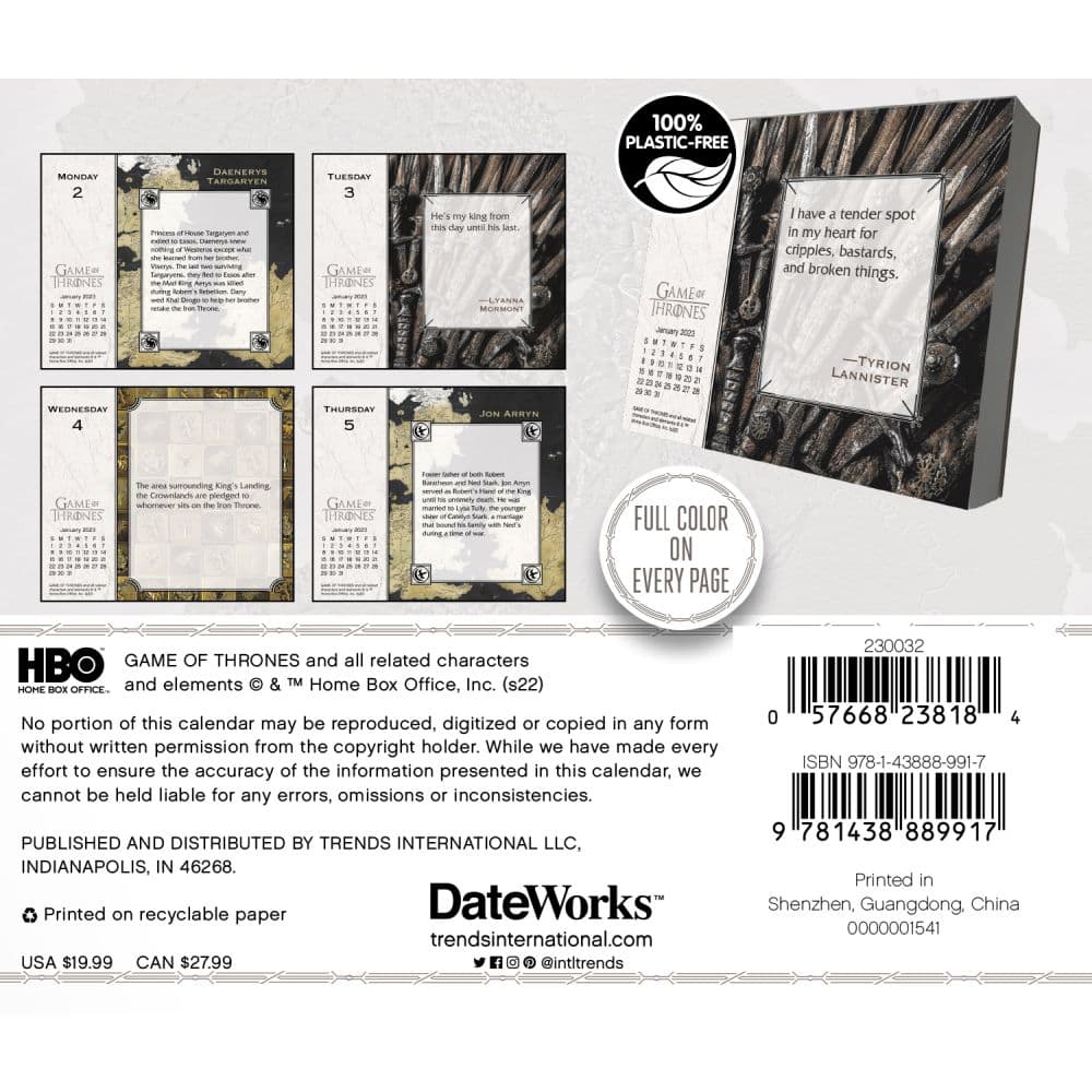 Game of Thrones 2023 Desk Calendar - Calendars.com