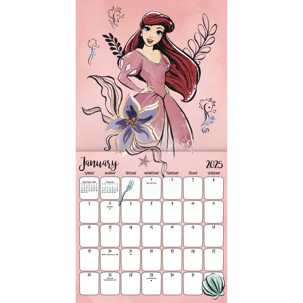 Disney Princess 2025 Mini Wall Calendar Alt2