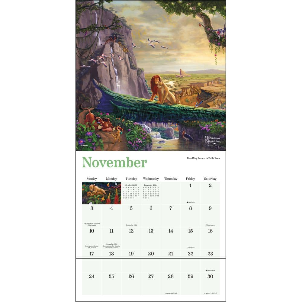 Kinkade Disney Collection 2024 Mini Wall Calendar