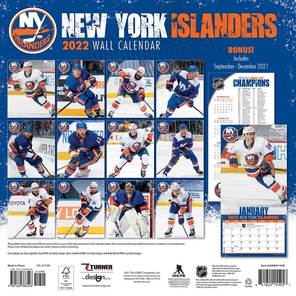 Islanders Schedule 2022 Nhl New York Islanders 2022 Wall Calendar - Calendars.com