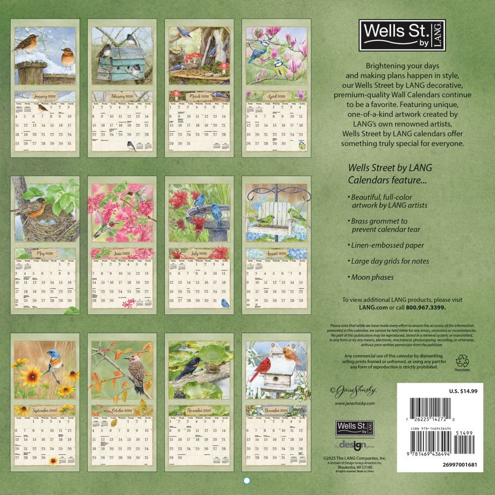 Garden Birds 2026 Wall Calendar Organizer_ALT1