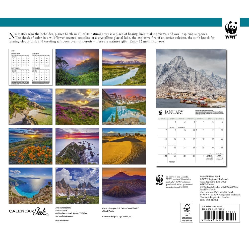 Most Beautiful Places WWF 2024 Wall Calendar