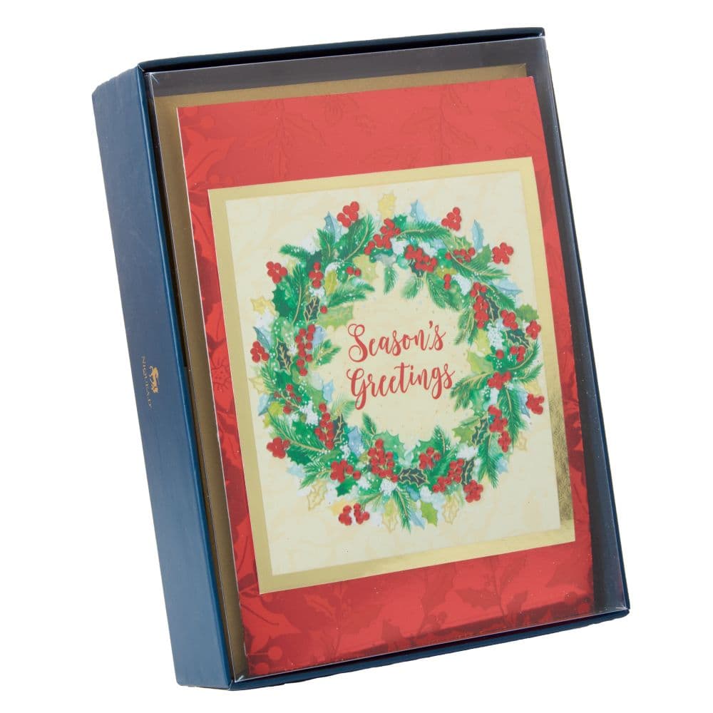 Holly Berry Wreath 8 Count Boxed Christmas Cards Third Alternate Image width="1000" height="1000"