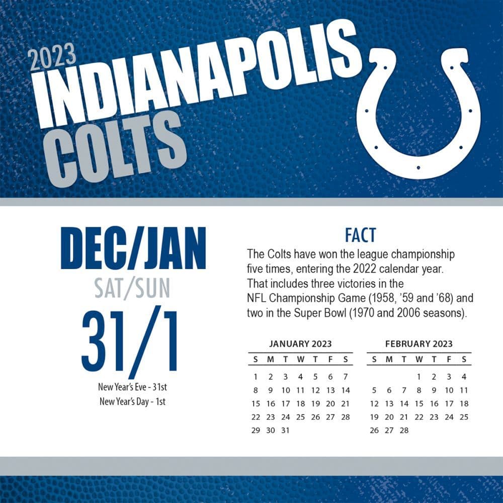 Indianapolis Colts 2023 Desk Calendar 